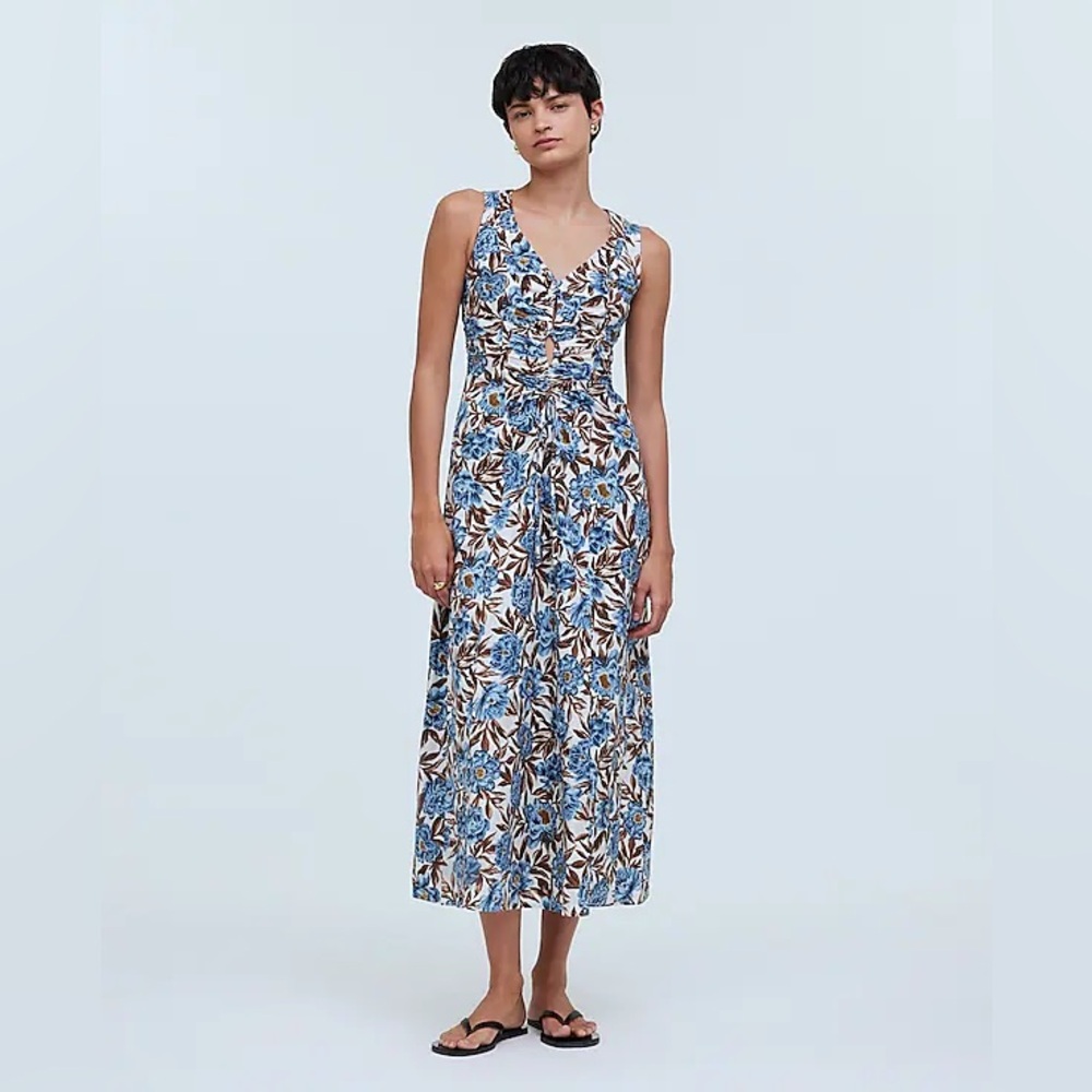 NWT Madewell Sleeveless V-Neck Midi Dress in Floral